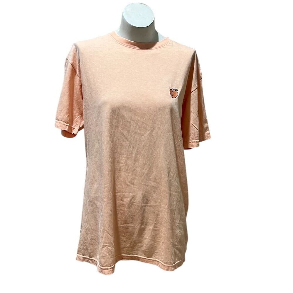 Cookie Collective Unisex Orange Graphic T-Shirt Peach Emoji Short Sleeve Size L